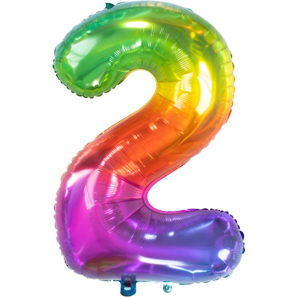 Folieballon Yummy Gummy Rainbow Cijfer 2 - 86 cm